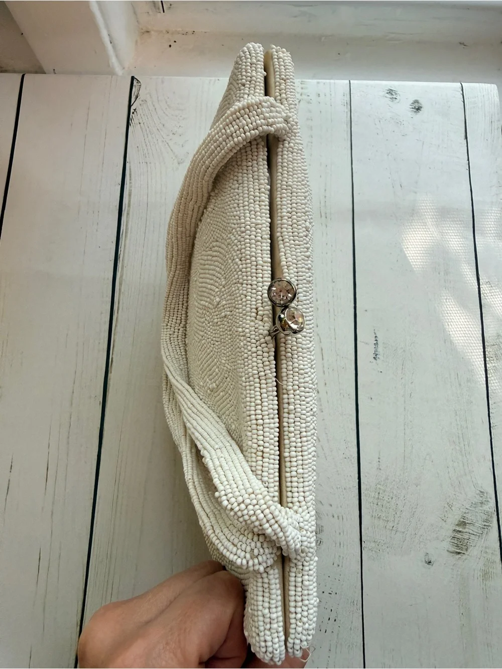 Walborg | Vintage Hand-Beaded Ivory Evening Bag, Made in Belgium